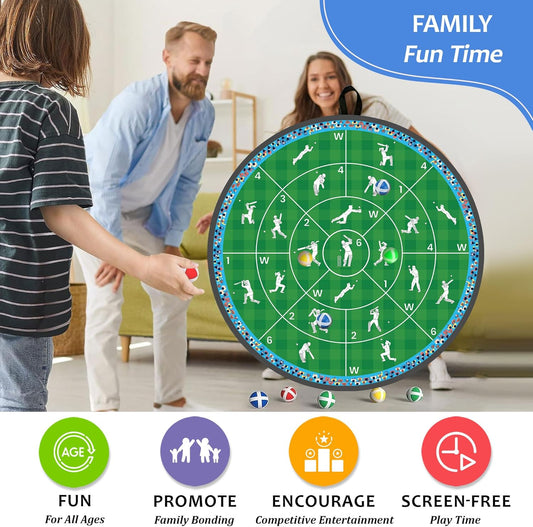 Cricket Dart Game, Double Sided, 29 inches, 24 Sticky Balls, Birthday Gifts for Boys and Girls, Gift for Cricket Lover, Play Indoor/Outdoor, Fun Party Game, Portable Design
