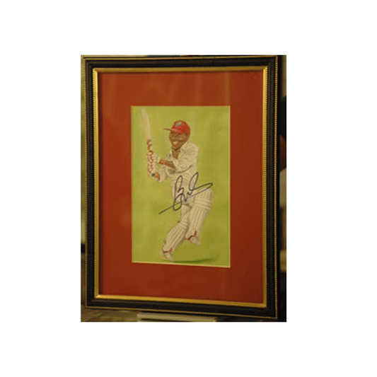 Brian Lara - Autographed Framed Caricature