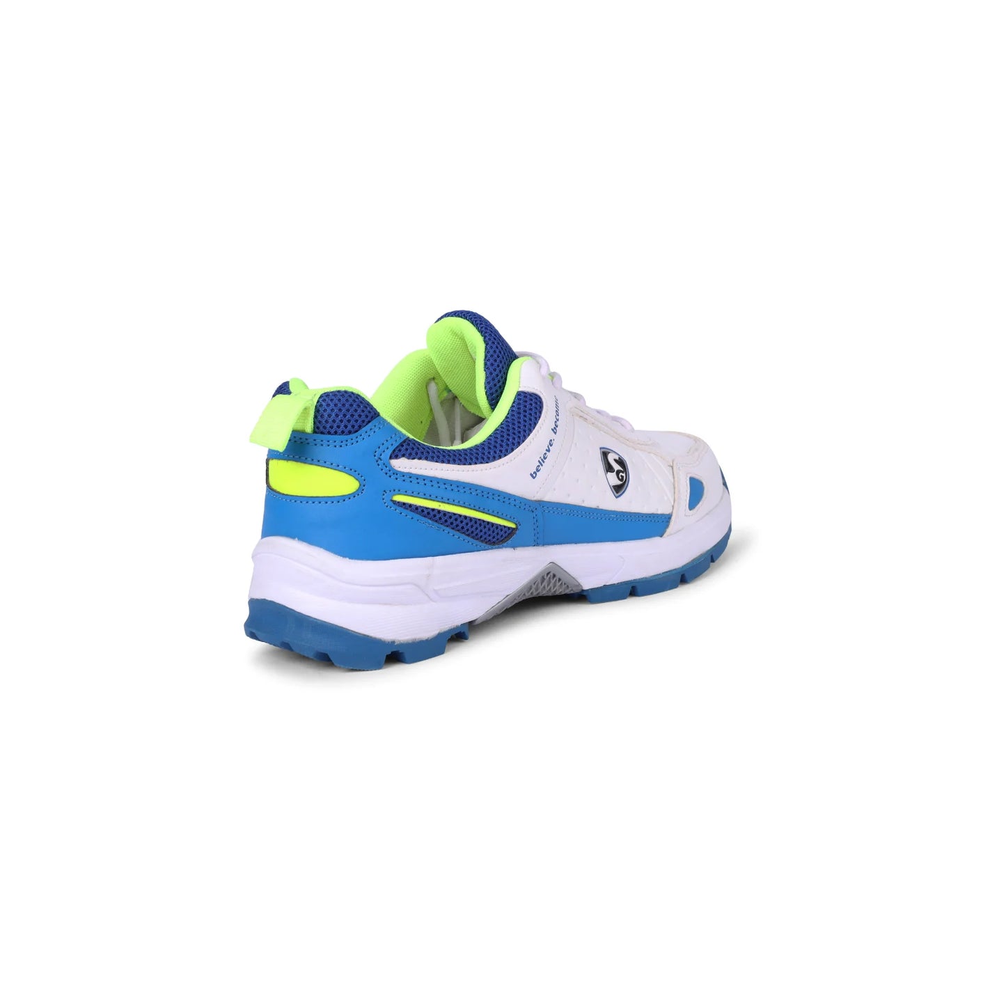 SG CLUB 6.0 Cricket Shoe: Classic White with Royal Blue and Lime Accents(2024)