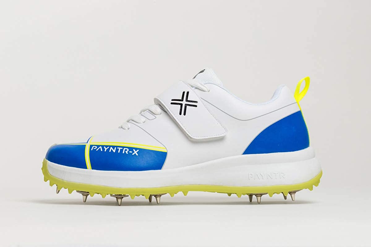 Payntr X Bowling SPIKE (White & Blue) Cricket Shoes