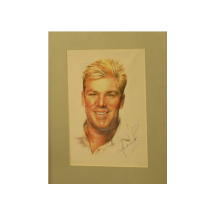 Shane Warne - Autographed Hand Drawn Portrait